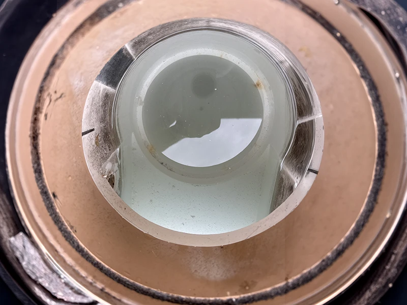 Cracked pool skimmer throat showing leak source, Advanced Leak Detection Saint Petersburg FL