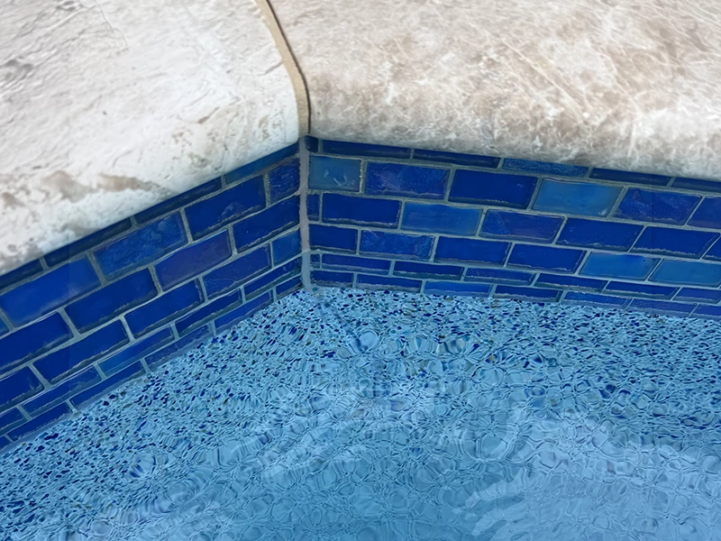 Pool tile grout joint fully sealed after Tile-Saver crack injection by Advanced Leak Detection, Saint Petersburg FL