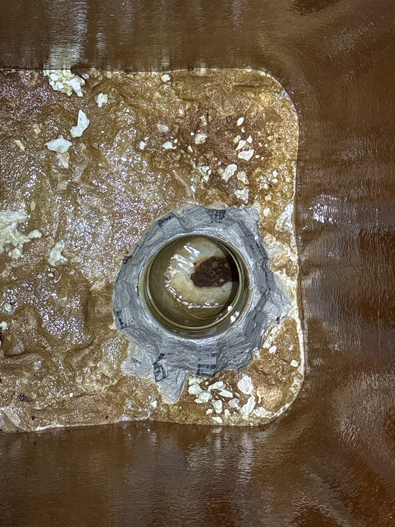Commercial pool pit repair in progress by Advanced Leak Detection — structural work underway
