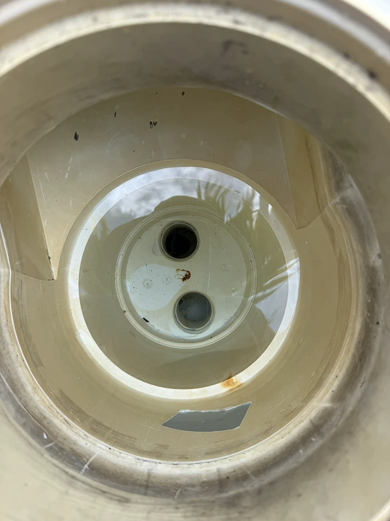 Pool skimmer base cracked and leaking before repair by Advanced Leak Detection, Saint Petersburg FL