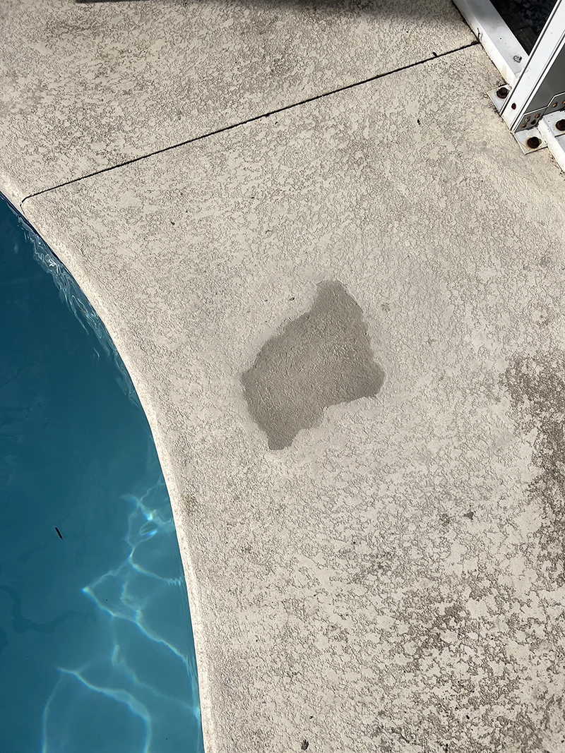 Fiberglass pool after arthroscopic pipe repair — pipe leak sealed and pool restored